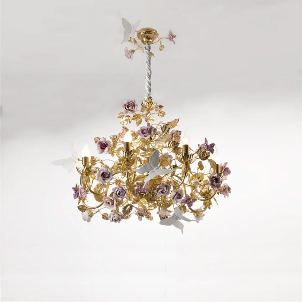 Alice's Dream Chandelier - 8 Lights - Gold & Pink
