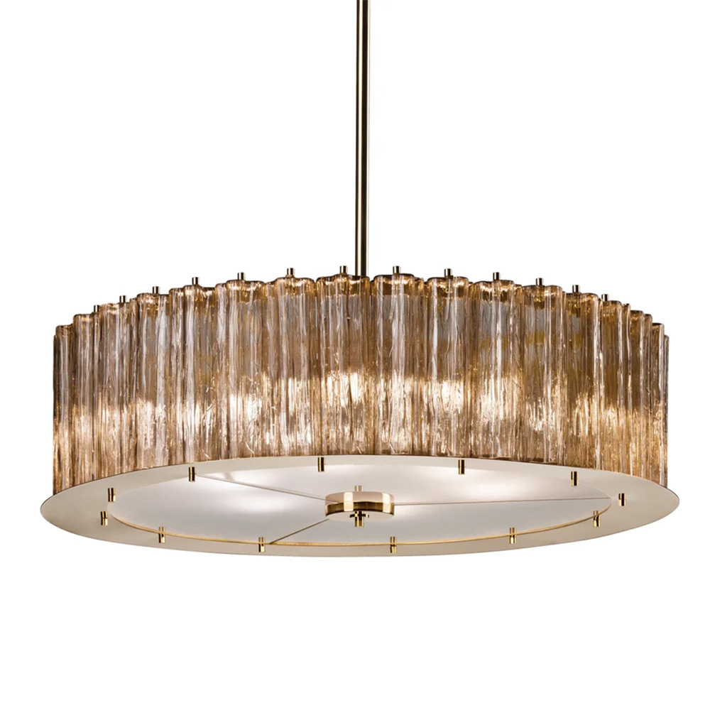 Drum Round Chandelier - 6 Lights - Gold