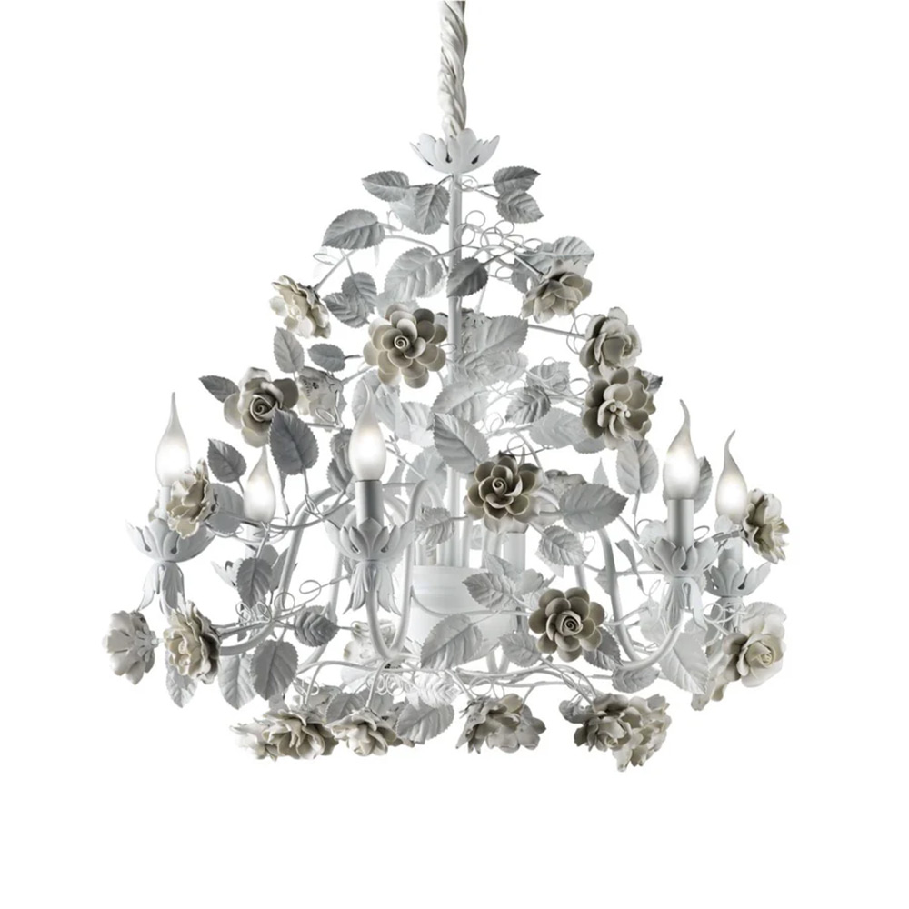 Marie Antoinette 6 light chandelier - White